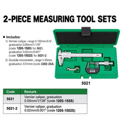 Insize Outside Micrometer & Vernier Measuring Tool Set Series 5021 - Twin Eagle Imports