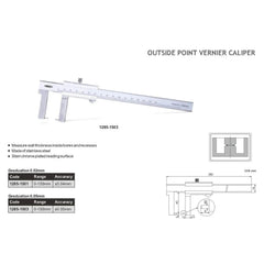 Insize Outside Point Vernier Caliper 0-150mm Range Series 1285-1501 - Twin Eagle Imports