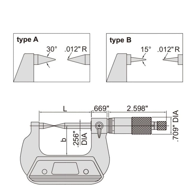 Insize Point Micrometer 1-2" Range Series 3230-2 - Twin Eagle Imports