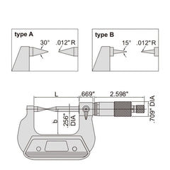 Insize Point Micrometer 2-3" Range Series 3230-3 - Twin Eagle Imports