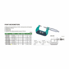 Insize Point Micrometer 75-100mm Range Series 3230-100BA - Twin Eagle Imports