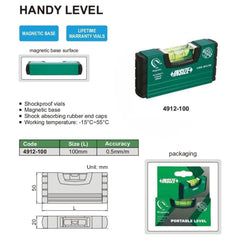 Insize Portable Level 100mm/ 4" Range Series 4912-100 - Twin Eagle Imports