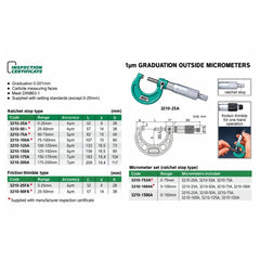 Insize Ratchet Stop Type Outside Micrometer 75-100mm Range Series 3210-100A - Twin Eagle Imports