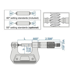 Insize Screw Thread Micrometer 0-1" Range Series 3281-1 - Twin Eagle Imports