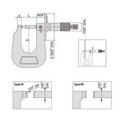 Insize Sheet Metal Micrometer 0-0.6" Range Series 3263-06 - Twin Eagle Imports