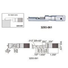 Insize Steel Can Seam Micrometer 0-0.6" Range Series 3293-061 - Twin Eagle Imports