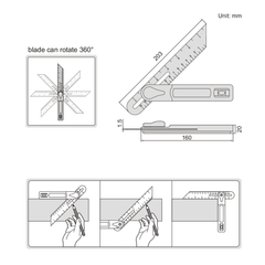 Insize T-Bevel 203 mm Blade Series 2281-360 - Twin Eagle Imports