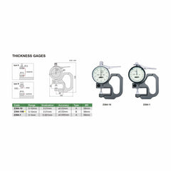 Insize Thickness Gauge 0-10mm x 0.01mm Range Series 2364-10B - Twin Eagle Imports