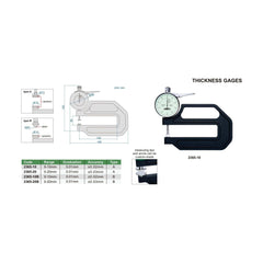 Insize Thickness Gauge 0-10mm x 0.01mm Range Series 2365-10B - Twin Eagle Imports