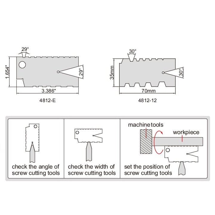 Insize Thread Angle Gauge 1-10TPI Range Series 4812-E - Twin Eagle Imports
