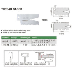 Insize Thread Angle Gauge 2-12mm Range Series 4812-12 - Twin Eagle Imports
