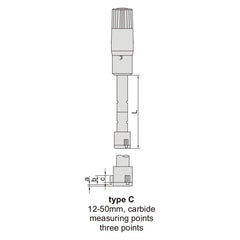 Insize Three Point Internal Micrometer 16-20mm Range Series 3227-20 - Twin Eagle Imports