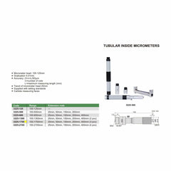 Insize Tubular Inside Micrometer 100-1700mm Range Series 3225-1700 - Twin Eagle Imports