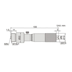 Insize Tubular Inside Micrometer 100-500mm Range Series 3225-500 - Twin Eagle Imports