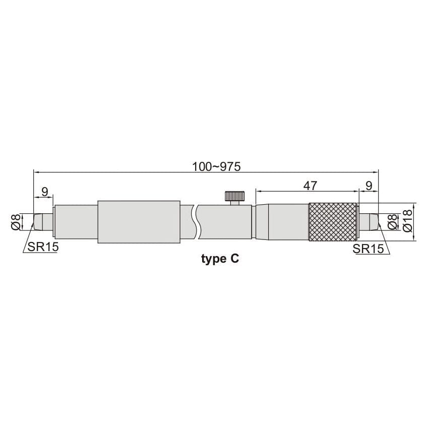 Insize Tubular Inside Micrometer 150-175mm Range Series 3229-175 - Twin Eagle Imports