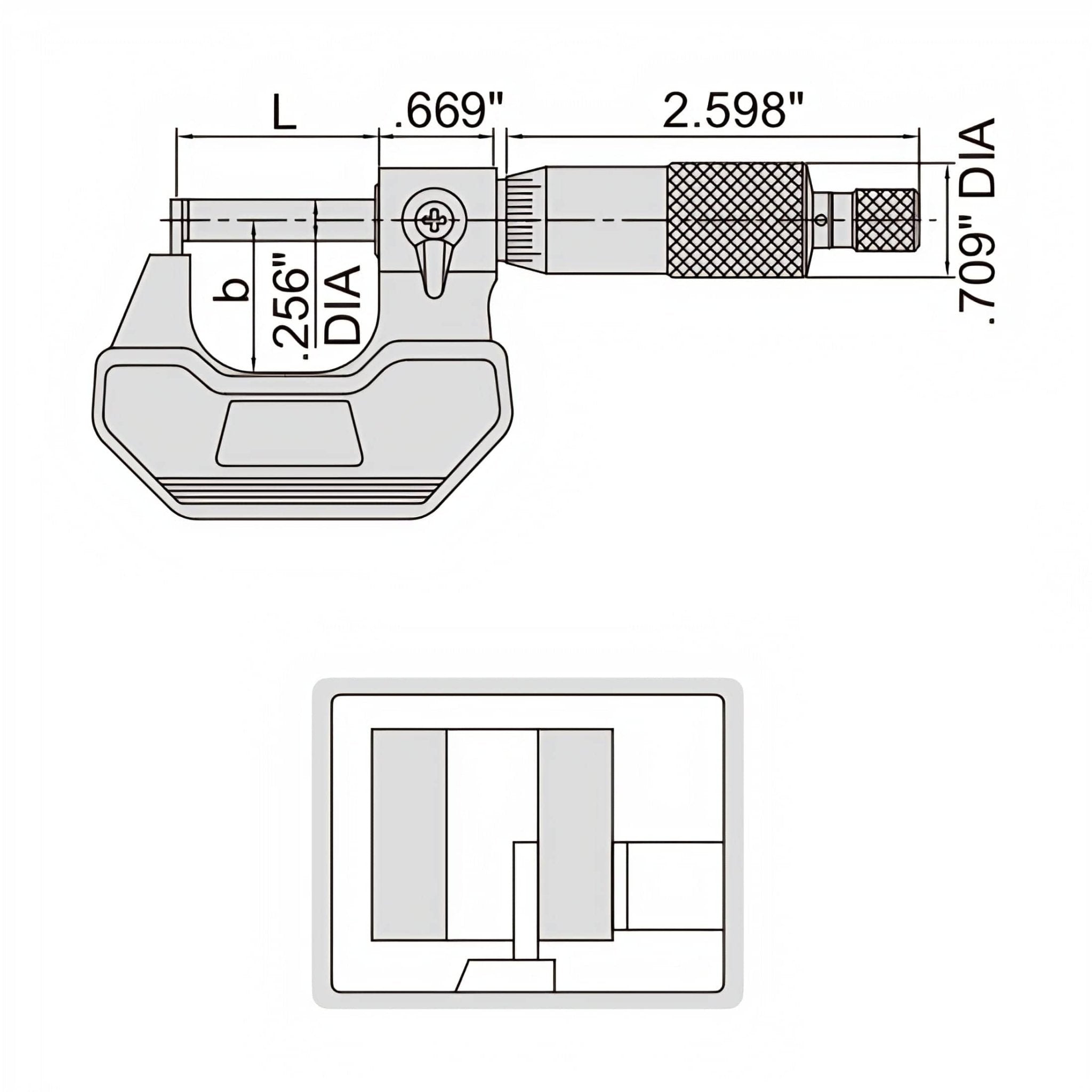 Insize Type D Cylindrical Anvil Micrometer 0-1" Range Series 3261-1D - Twin Eagle Imports