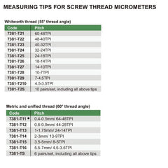 Insize Unified/Metric 60° Measuring Tip 0.4-0.5mm Range Series 7381-T11 - Twin Eagle Imports