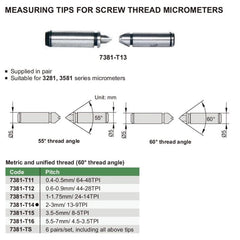 Insize Unified/Metric 60° Measuring Tip 2-3mm Range Series 7381-T14 - Twin Eagle Imports