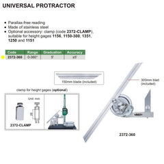 Insize Universal Protractor 0-360° Range Series 2372-360 - Twin Eagle Imports