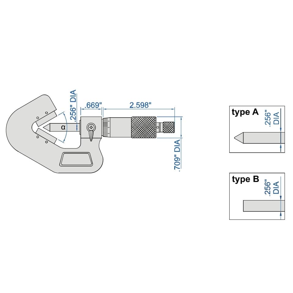 Insize V Shape Anvil Micrometer 0.8-1.4" Range Series 3290-143 - Twin Eagle Imports
