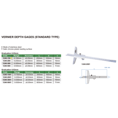 Insize Vernier Depth Gauge 0-150mm Range Series 1240-150 - Twin Eagle Imports