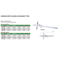 Insize Vernier Depth Gauge 0-150mm Range Series 1240-1501 - Twin Eagle Imports