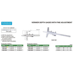 Insize Vernier Depth Gauge 0-150mm Range Series 1249-150 - Twin Eagle Imports