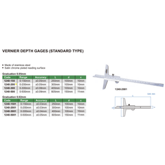 Insize Vernier Depth Gauge 0-200mm Range Series 1240-200 - Twin Eagle Imports