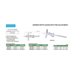 Insize Vernier Depth Gauge 0-200mm Range Series 1249-2001 - Twin Eagle Imports