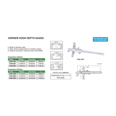 Insize Vernier Hook Depth Gage 0–150 mm Series 1248-1501 - Twin Eagle Imports