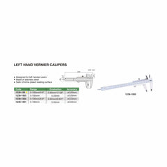 Insize Vernier Left Hand Caliper 0-150mm/0-6" Range Series 1239-150 - Twin Eagle Imports