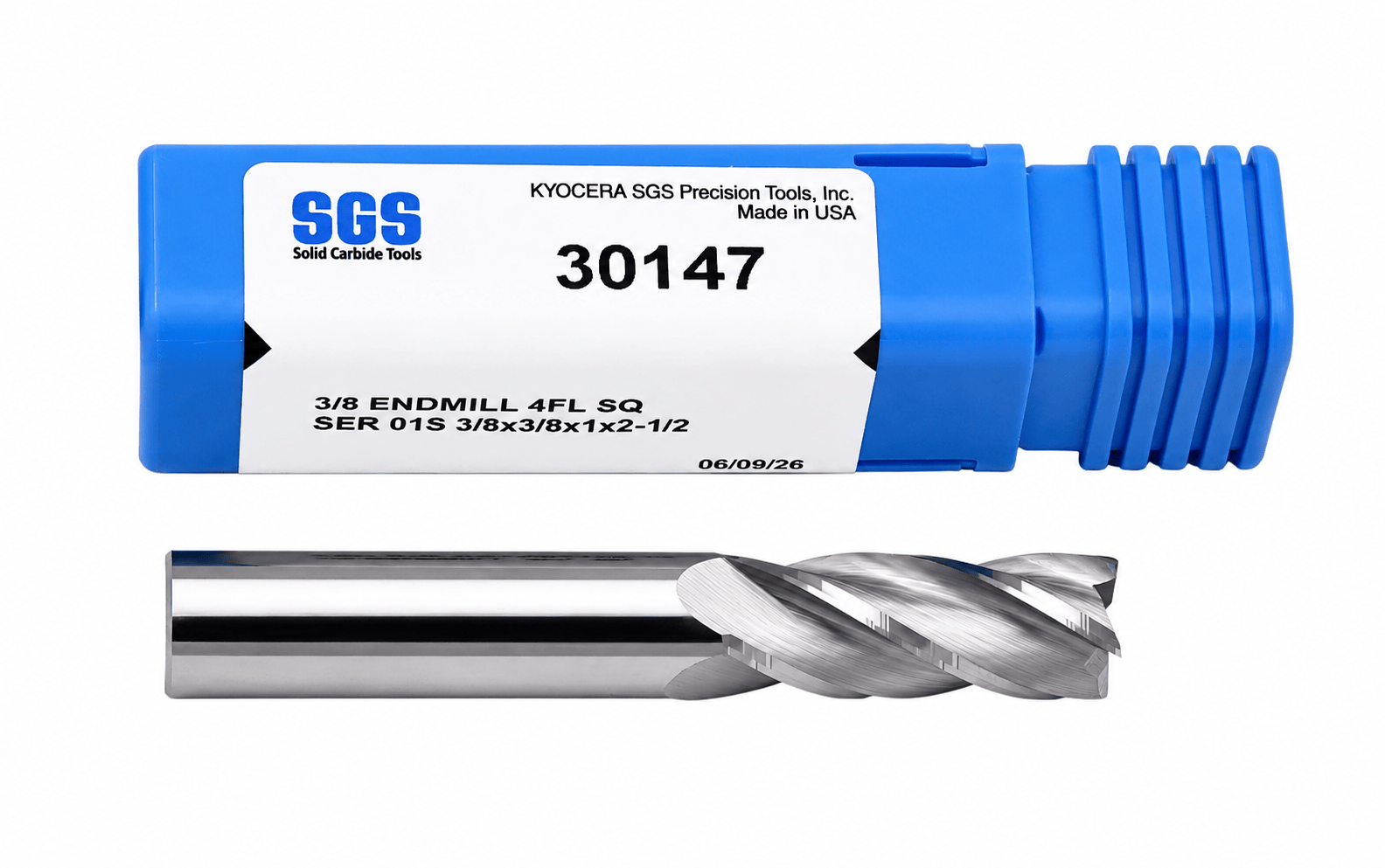 KYOCERA ASIA PACIFIC PTE LTD ENDMILL Kyocera SGS - 3/8" 4 Flute Uncoated Carbide End Mill Short Series