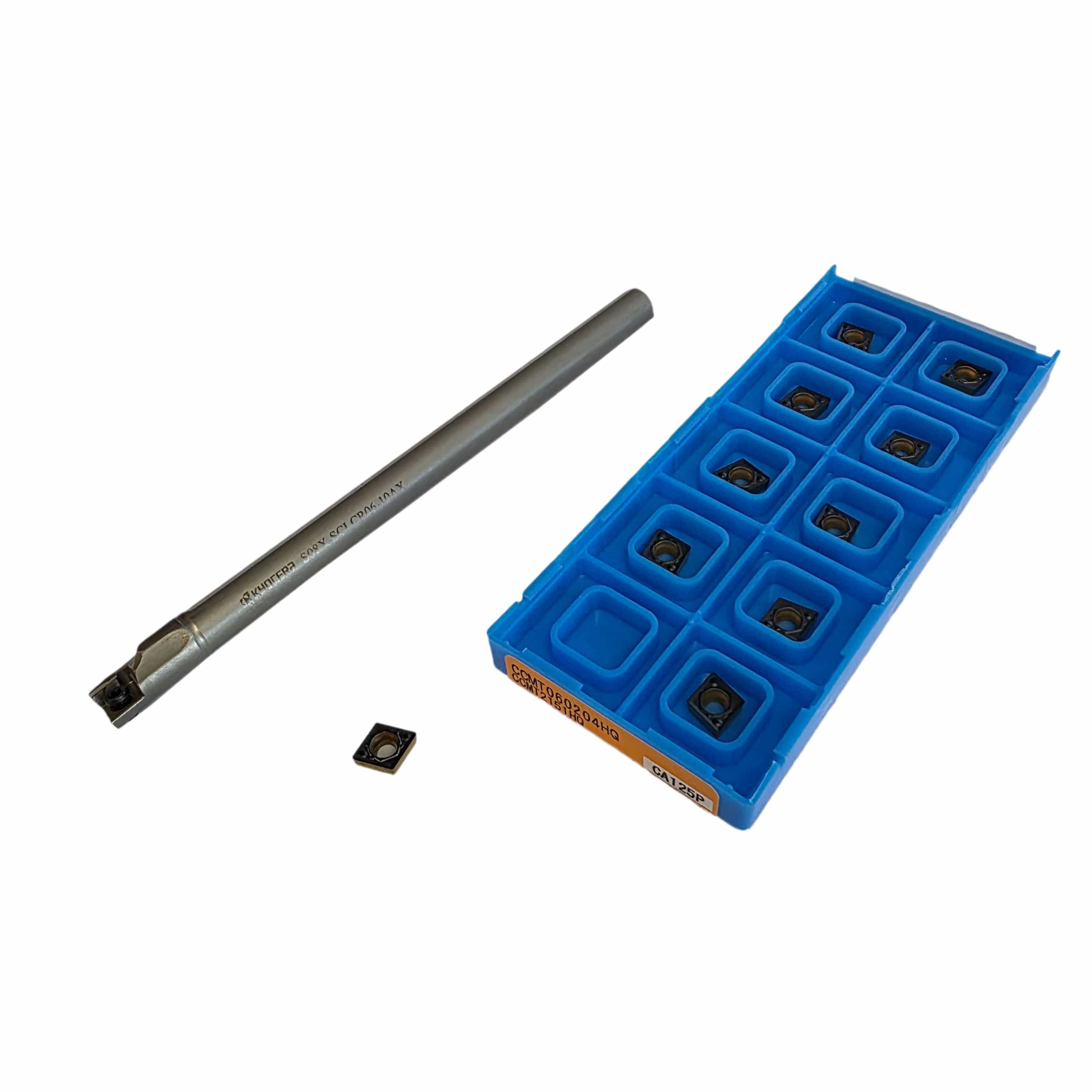 Kyocera Boring Bars Kyocera S08X-SCLCR06-10A Boring Bar paired with 10pcs CCMT060204HQ CA125P inserts