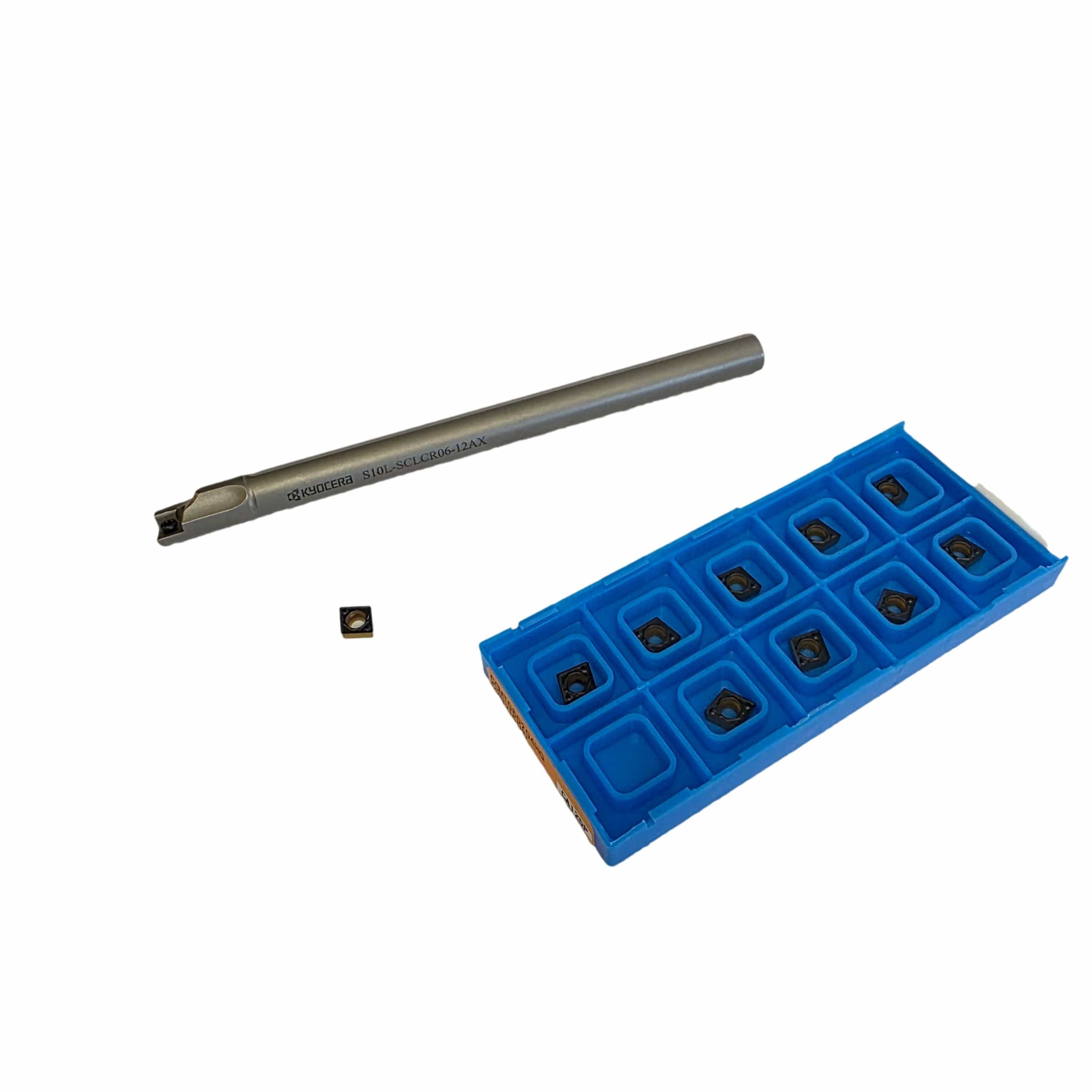 Kyocera Boring Bars Kyocera S10L-SCLCR06-12A Boring Bar paired with 10pcs CCMT060204HQ CA125P inserts