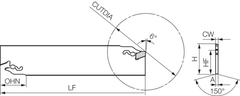 Kyocera KPKB32-4 4.00 mm 150mm OAL Neutral Parting Toolholder 32 mm Shank - Twin Eagle Imports