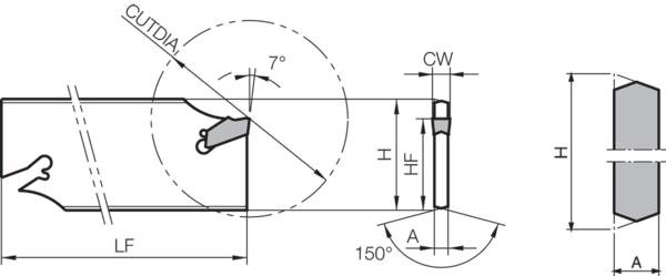 Kyocera KTKB19-2S 2.0-2.4mm 86mm OAL Neutral Parting Toolholder - Twin Eagle Imports