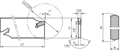 Kyocera KTKB19-2S 2.0-2.4mm 86mm OAL Neutral Parting Toolholder - Twin Eagle Imports
