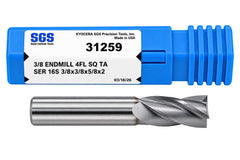 Kyocera SGS 31259 3/8" 4 Flute Ti-NAMITE-A AlTiN Coated Stub Carbide Square End Mill - Twin Eagle Imports