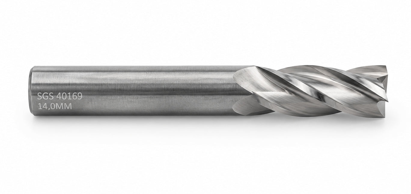 Kyocera SGS 40169 14mm 4 Flute Bright Uncoated Carbide Square End Mill , - Twin Eagle Imports