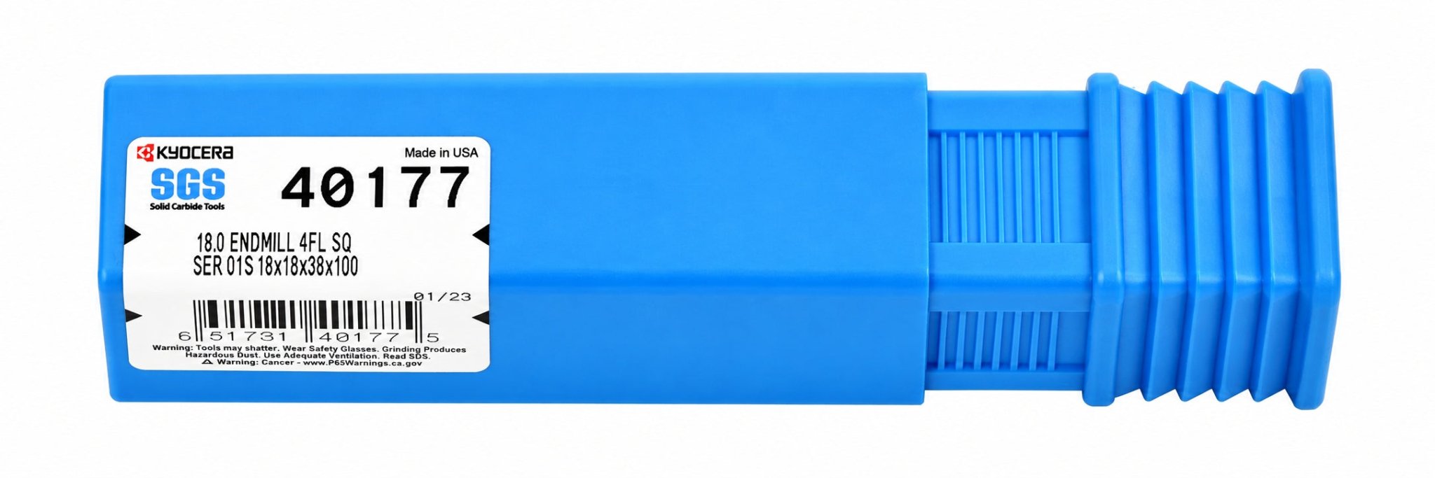 Kyocera SGS 40177 18mm 4 Flute Bright Uncoated Carbide Square End Mill - Twin Eagle Imports