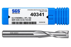 Kyocera SGS 40341 6mm 2 Flute Bright Uncoated Carbide Square End Mill - Twin Eagle Imports