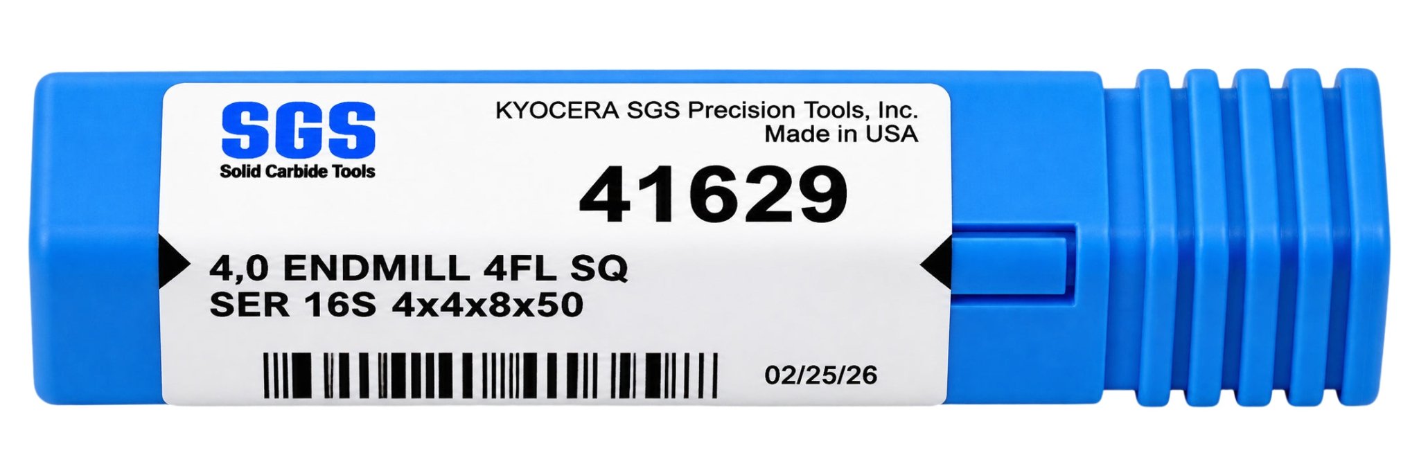 Kyocera SGS 41629 4mm 4 Flute Bright Uncoated Stub Carbide Square End Mill - Twin Eagle Imports