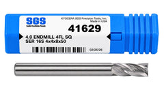 Kyocera SGS 41629 4mm 4 Flute Bright Uncoated Stub Carbide Square End Mill - Twin Eagle Imports