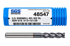 Kyocera SGS 48547 3mm 4 Flute Ti-NAMITE-A AlTiN Coated Carbide Square End Mill - Twin Eagle Imports