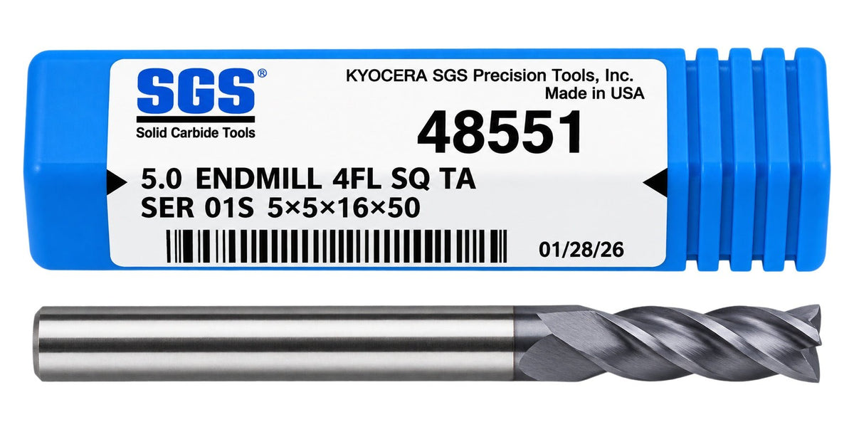 Kyocera SGS 48551 5mm 4 Flute Ti-NAMITE-A AlTiN Coated Carbide Square End Mill - Twin Eagle Imports