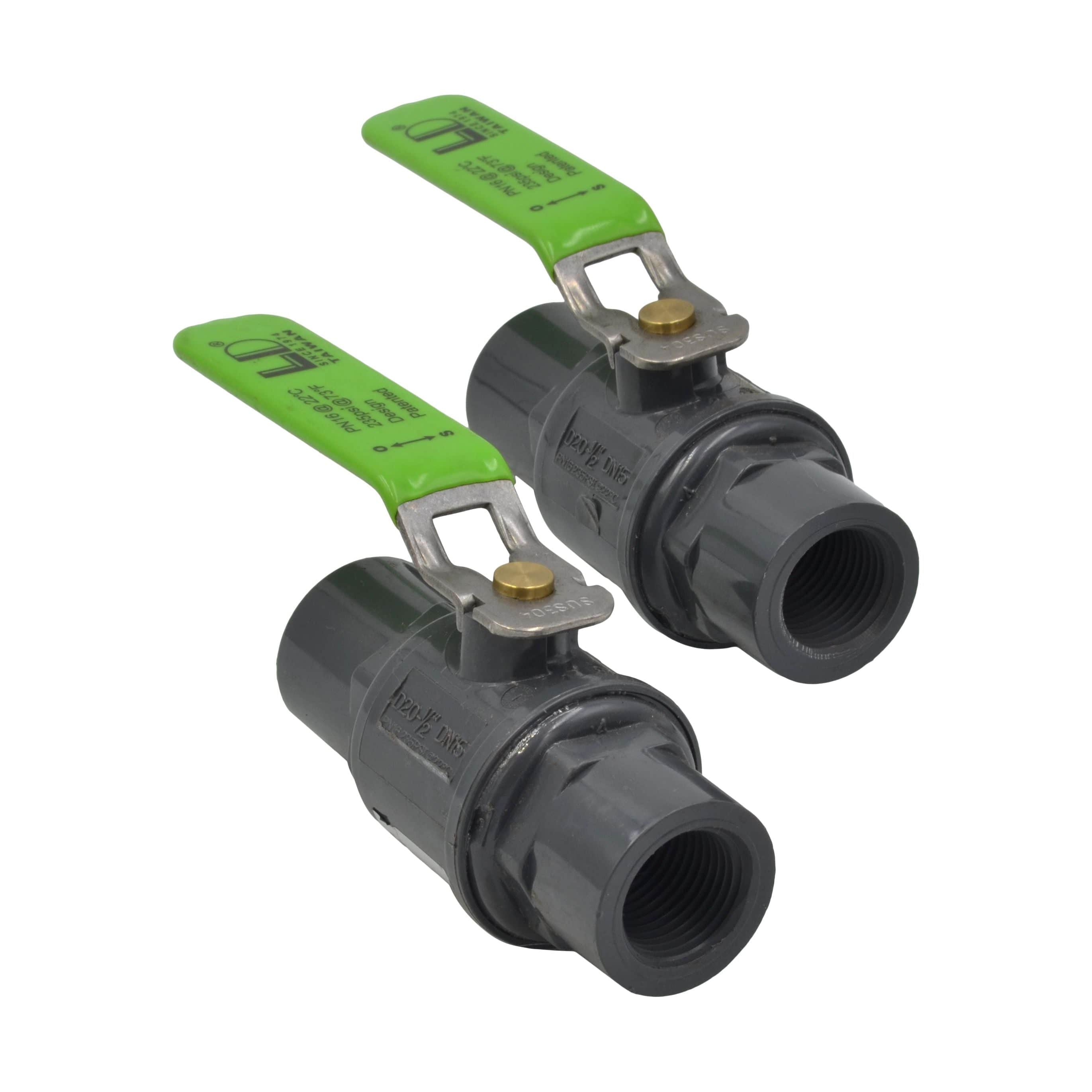 LD Valve Ball Valve x2 Piece 1/2" Industrial Quality Nylon Ball Valve 235 PSI F/F BSPT Thread