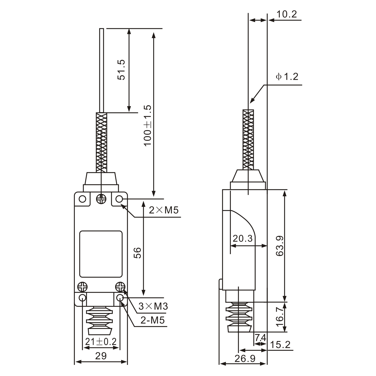ME-8169 Momentary Flexible Spring Arm Actuator Limit Switch - Twin Eagle Imports