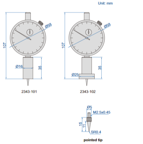 Insize Dial Depth Gauge 0-10mm x 0.01mm Range Series 2343-101