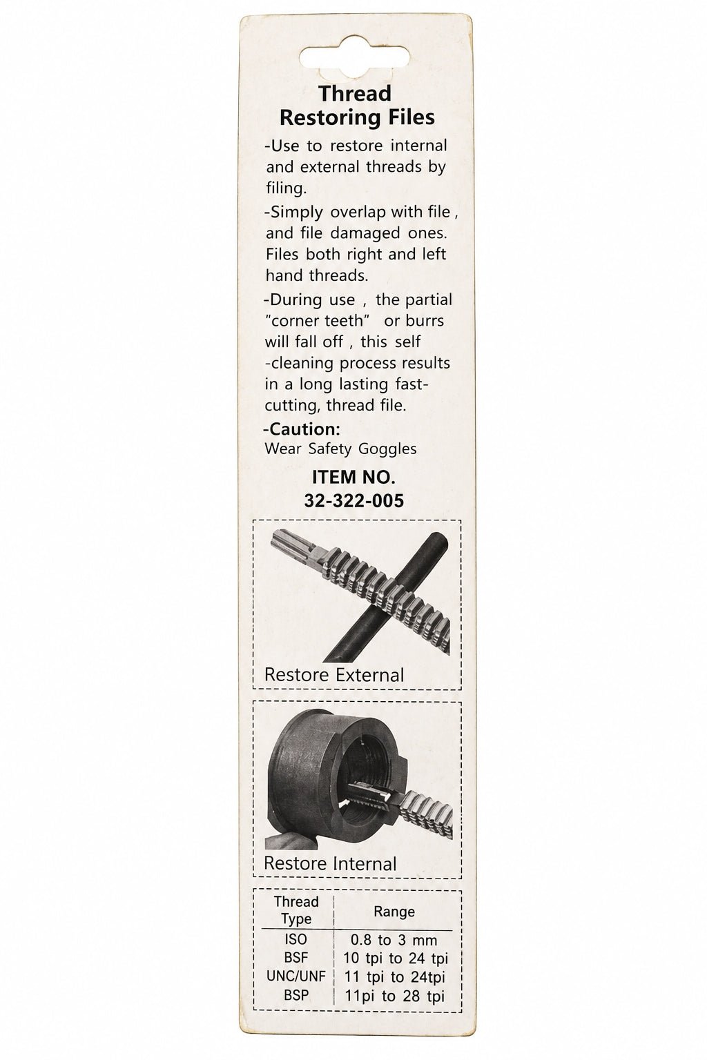Metric External Thread Restoring File - 0.75-3.00 mm - Twin Eagle Imports