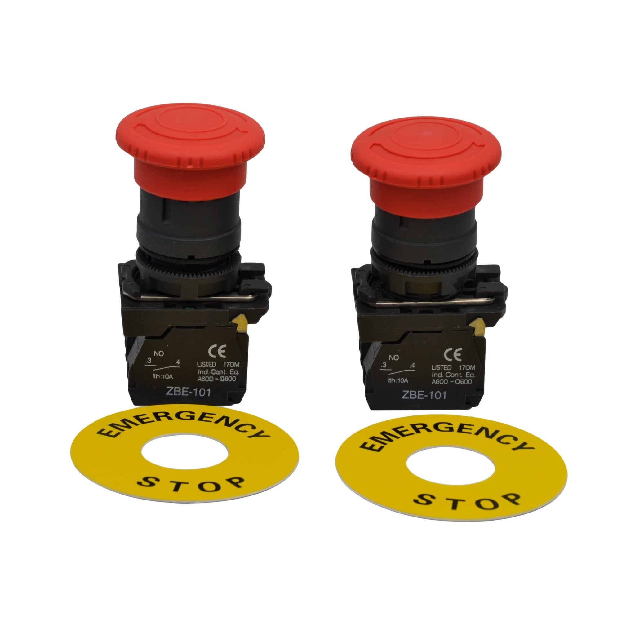Mushroom head pushbutton Emergency Stop NC NO Switch Electrical 12V 24V TB5-AS545 - Twin Eagle Imports